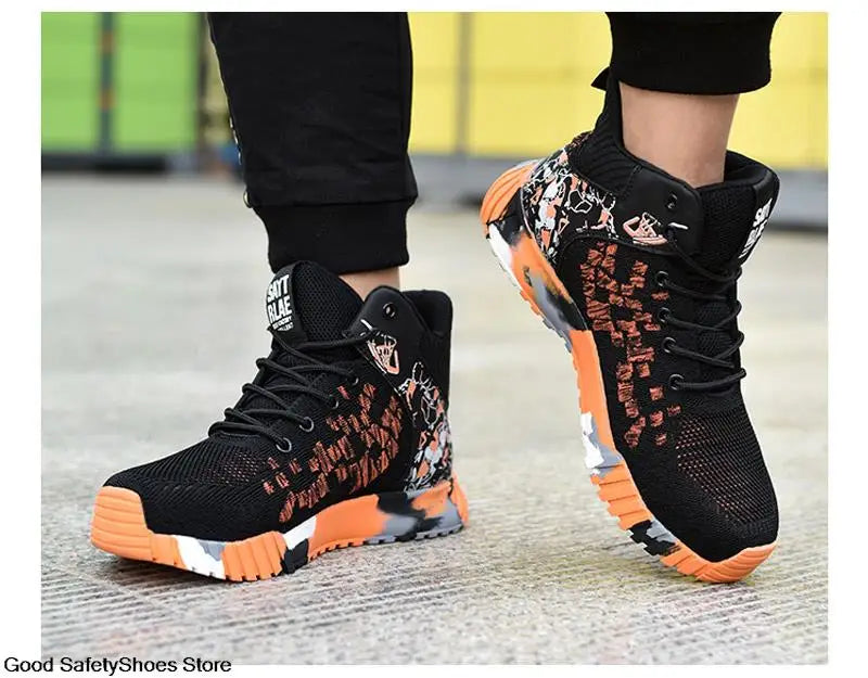 Work Safety Boots Men Work Shoes Steel Toe Safety Shoes Men lightweight Indestructible Boots Anti-puncture Work Sneakers Male