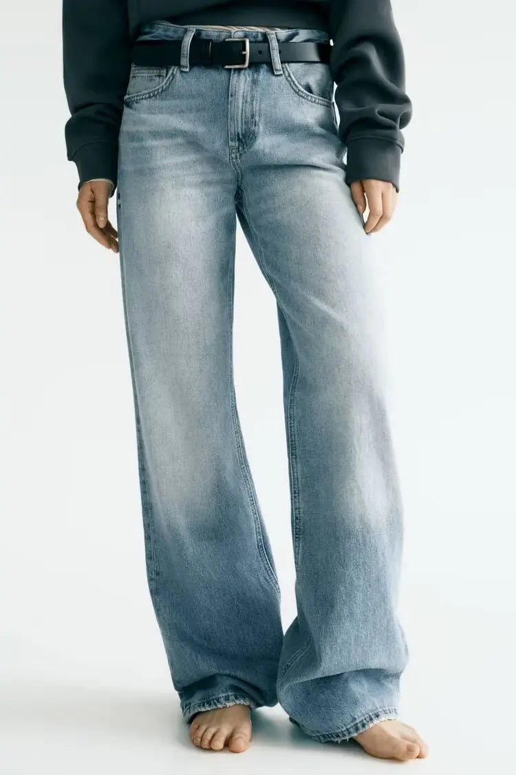 Z1975 straight height waist long jeans 2025 ETJ Autumn/Winter New Wash Product y2k Classic  Jeans for women