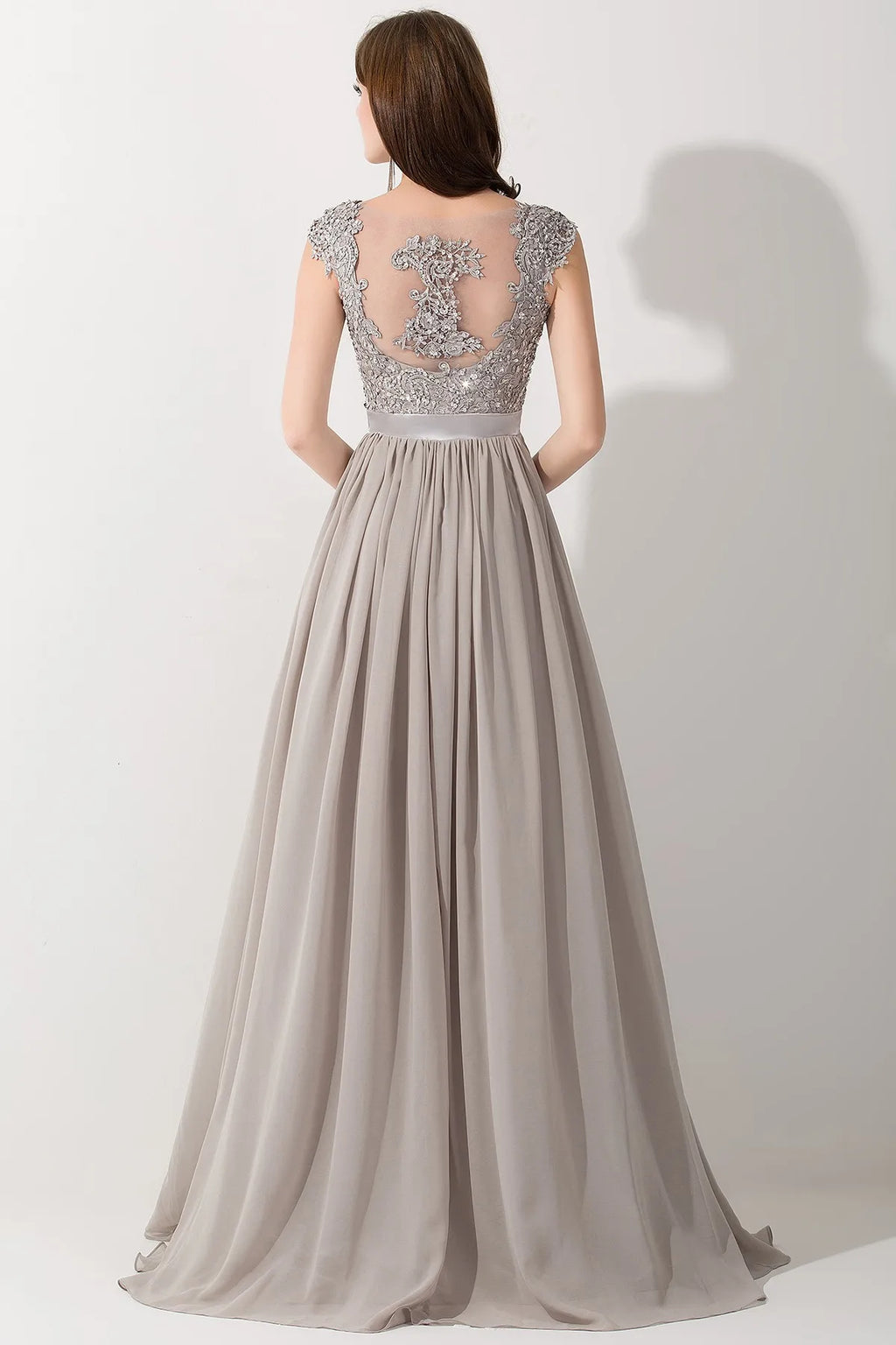 Hot Sale Elegant Long Bridesm Dress Women 2024 For Wedding A-line V Neck Floral Lace Sexy Sleeveless Back Hollow Evening Dress