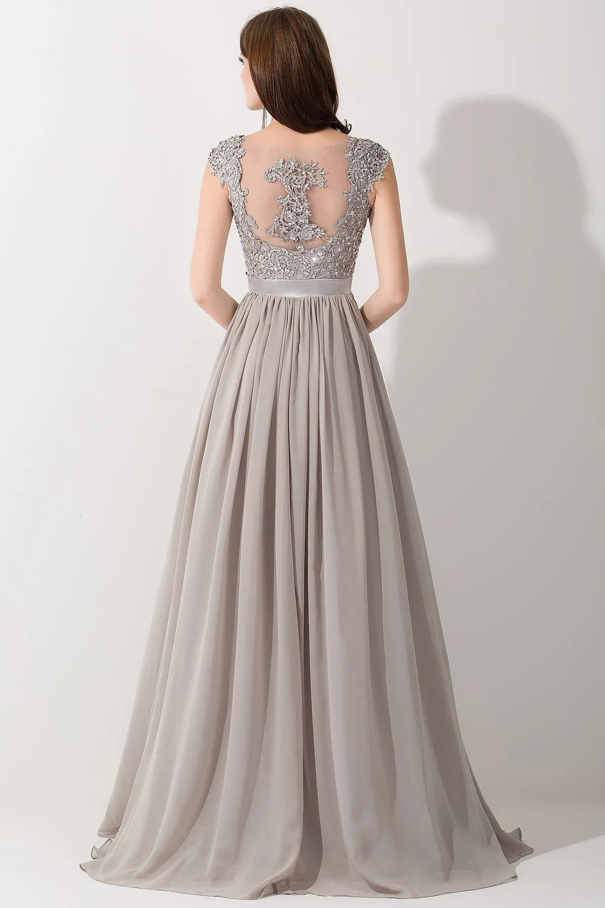 Hot Sale Elegant Long Bridesm Dress Women 2024 For Wedding A-line V Neck Floral Lace Sexy Sleeveless Back Hollow Evening Dress