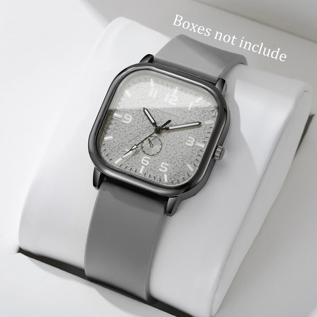 Fashion Square Women's Watch Casual Silicone Strap Quartz Watches Sports Wristwatch For Men Women Students（Without Box）