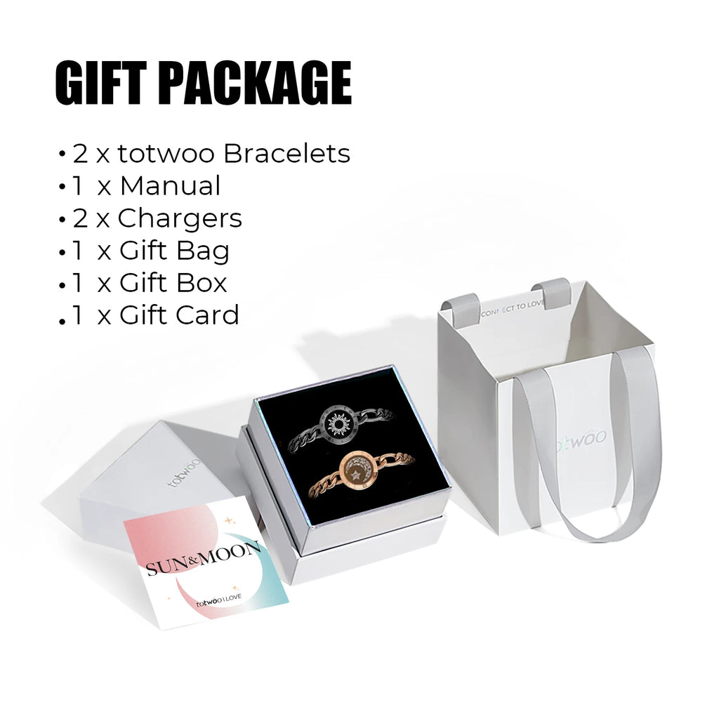 Totwoo Long Distance Relationship Touch Bracelets Couple Birthday Gift Smart Bluetooth Jewelry with App Support iOS Android
