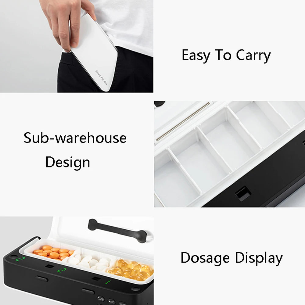 New Smart Pill Dispenser Medicine Pill Box Organizer For 7 Days Organizer Container Intelligent Alarm Home Pill Box With Timer