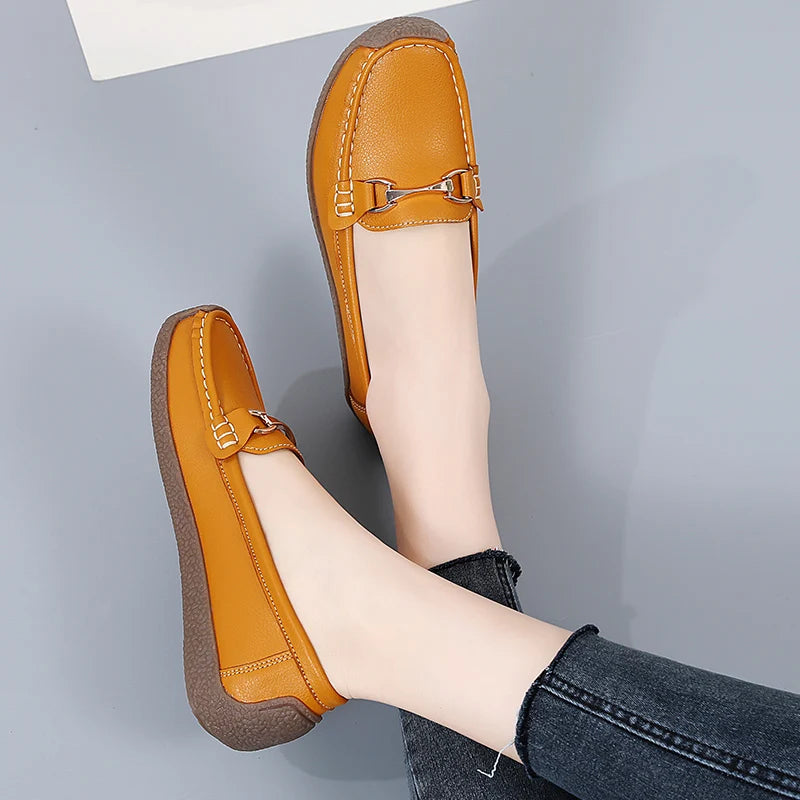 100% cowhide Women's casual sports shoes Fashion Thick base Lightness Women's vulcanized shoes New large size Women's sneakers