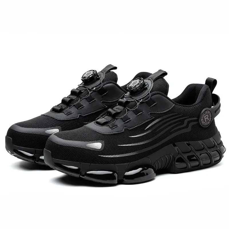 Rotating Button Safety Shoes Men Steel Toe Sneaker Air Cushion Work Shoes Man Puncture Proof Work Safety Boots Protective Shoes