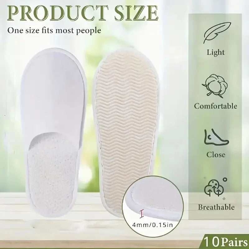 20/50Pcs Luxury Hotel and Spa Slippers - Non-Slip, Comfortable, Disposable Travel Slippers, Individually Packaged, White Fabric Slippers for Men and Women, Perfect for Home, Travel and Relaxation, Casual Wear | Unisex Slipper