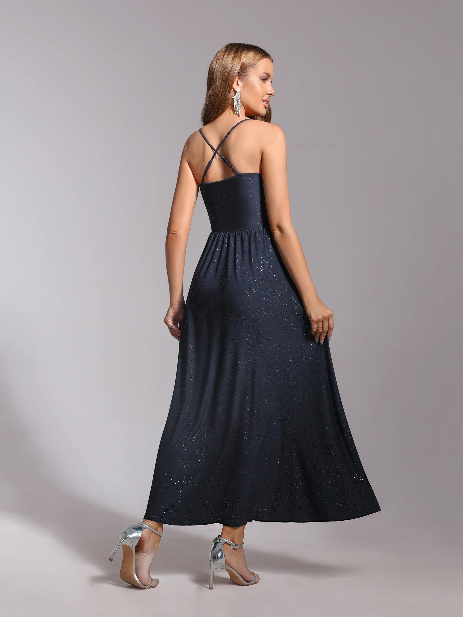 Navy Blue Bridesmaid Dress For Weddings Woman Guest 2026 Sexy Spaghetti Straps Split Prom Party Gowns Long Maid Of Honor Dresses