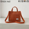 Fashionable Corduroy Shoulder Bag for Women Large Capacity Handbag Portable Small Square Crossbody Bag Trendy Style