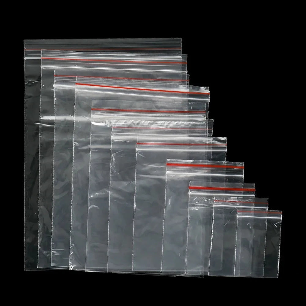 100Pcs Multiple Sizes Transparent Ziplock Plastic Bag for Jewelry Beads Bracelets Storage Small Business Packaging Supplies