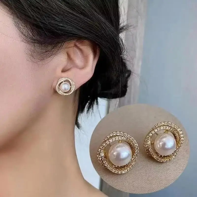 Korean Fashion Zircon Drop Earrings For Women Jewelry 2026 Trending New Luxury Women's Geometric Hoop Earrings Pendientes Gifts