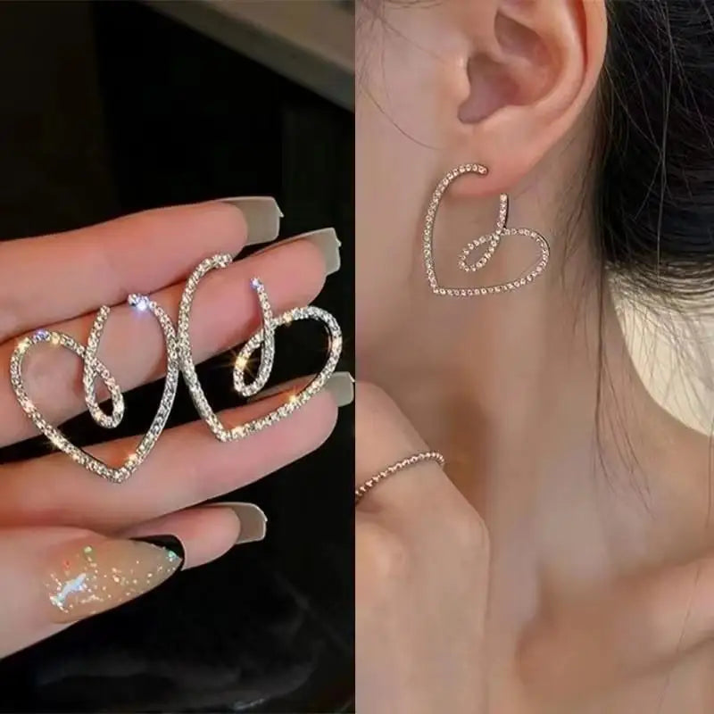 Korean Fashion Zircon Drop Earrings For Women Jewelry 2026 Trending New Luxury Women's Geometric Hoop Earrings Pendientes Gifts
