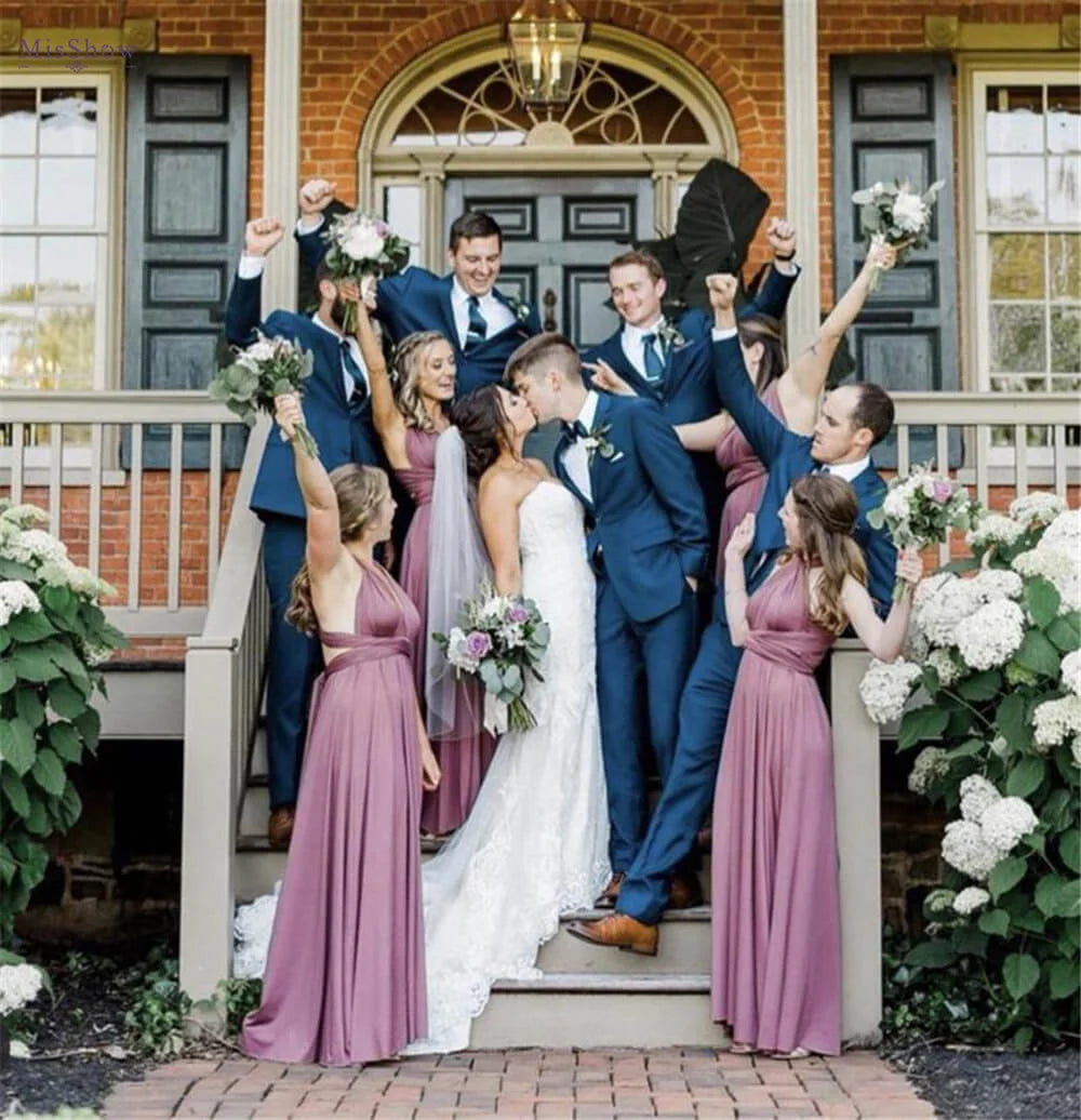 Plus Size Bridesmaid Dresses Women 2023 Infinity Dress Convertible Sexy Backless Multiway Milk Silk Wedding Evening Party Gowns
