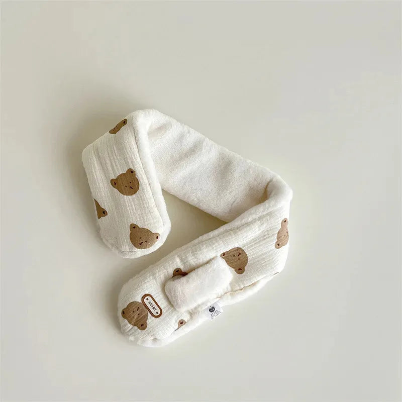 Bear Winter Baby Scarfs Warm Bear Fleece Kids Neck Warmer Cross Children Scarvesfor Girls Boys Baby Accessories 1-6Y