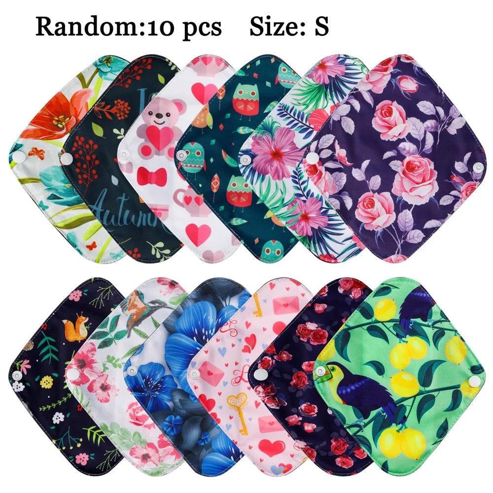 10pcs Reusable Menstrual Pads Female Breathable Heavy Flow Bamboo Charcoal Washable Sanitary Napkins Women cloth sanitary napkin