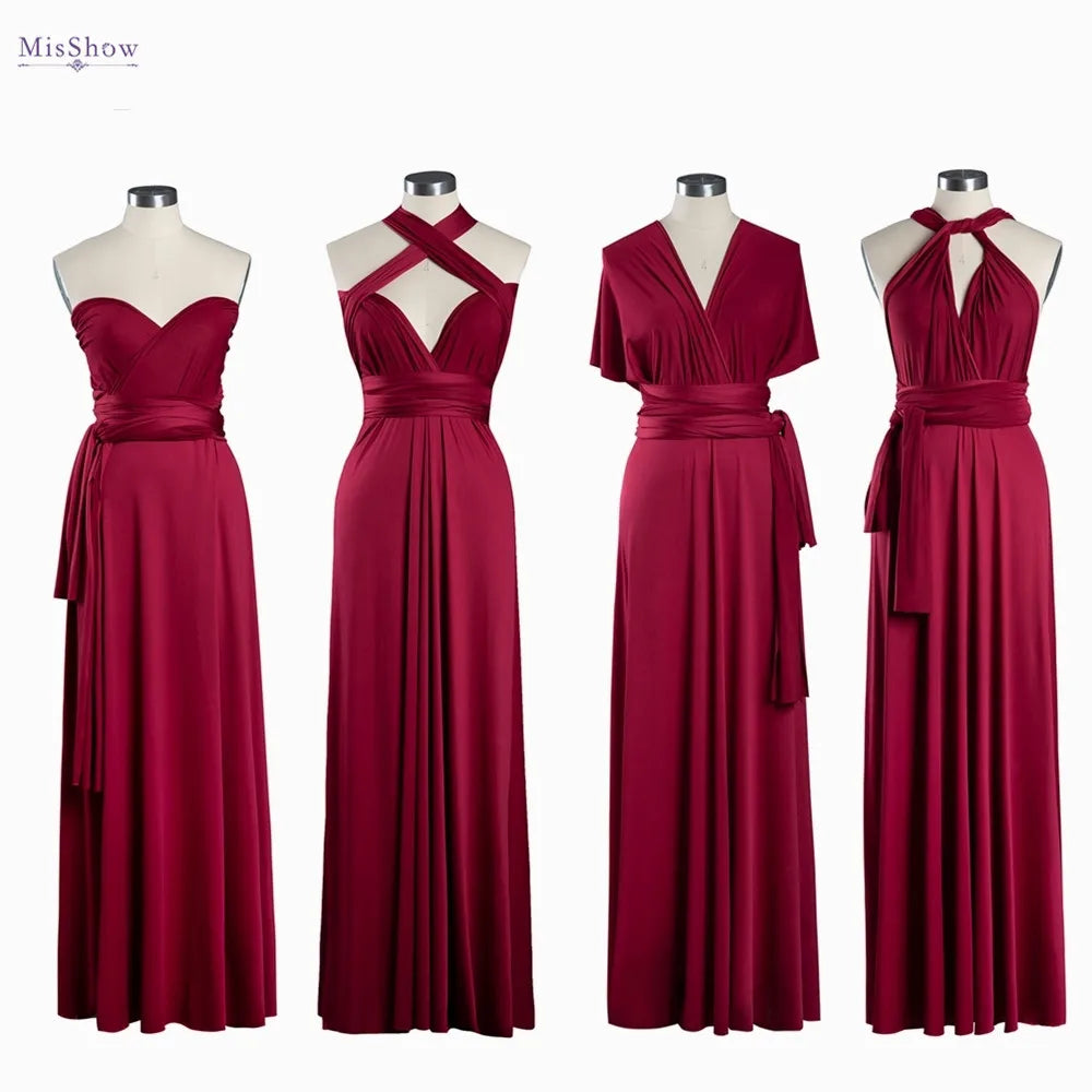 Plus Size Bridesmaid Dresses Women 2023 Infinity Dress Convertible Sexy Backless Multiway Milk Silk Wedding Evening Party Gowns