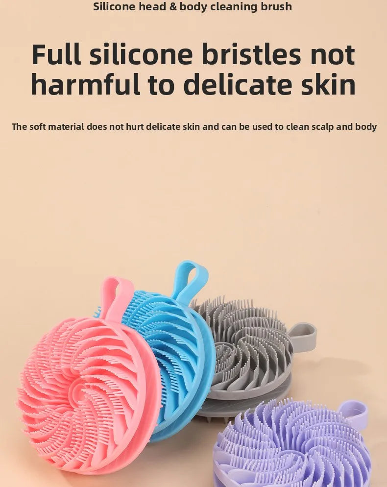 Silicone double-sided bath brush, painless bath artifact, two-in-one shampoo and massage brush, no pain, no skin bath brush