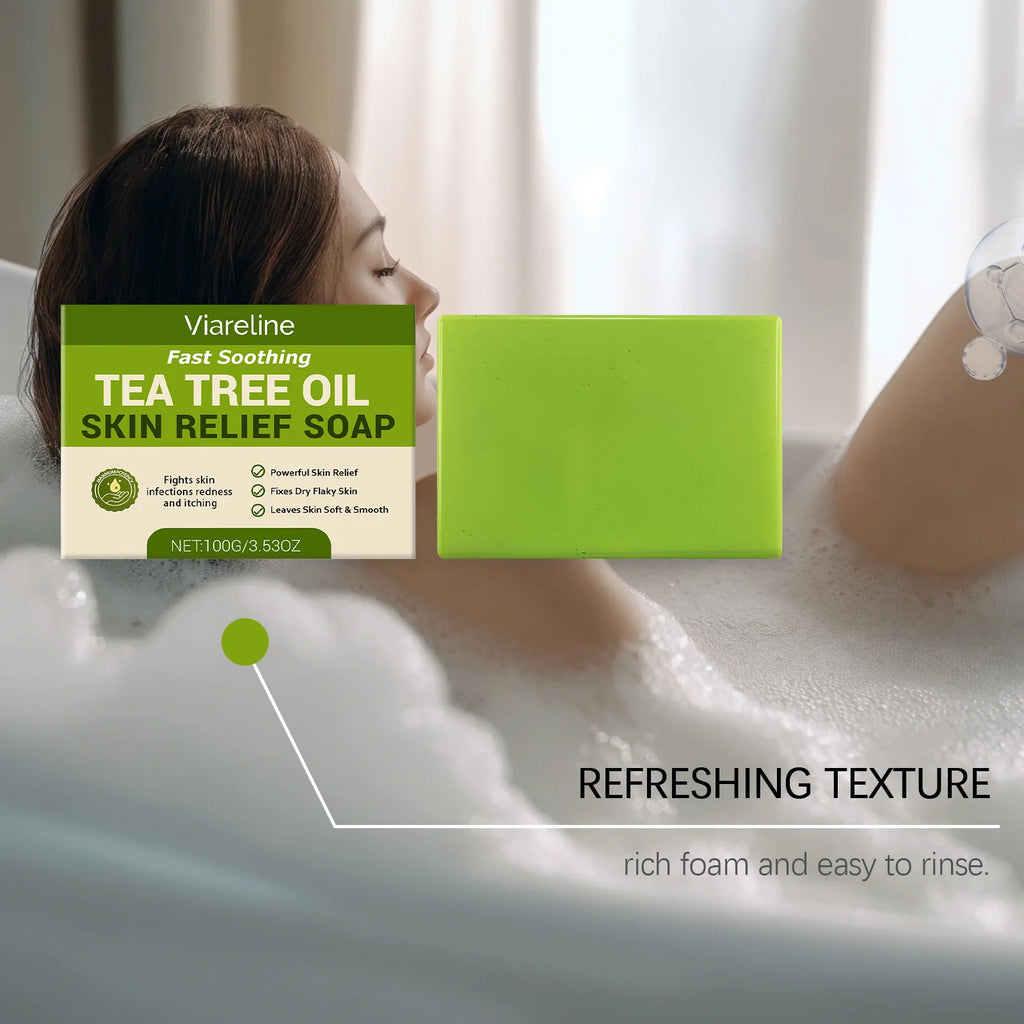 Tea Tree Oil Soap Bar Deep Cleansing Body Face Wash Oil Control Refresh Skin Comfort Bathing Comfort Moisturizing Skin Care