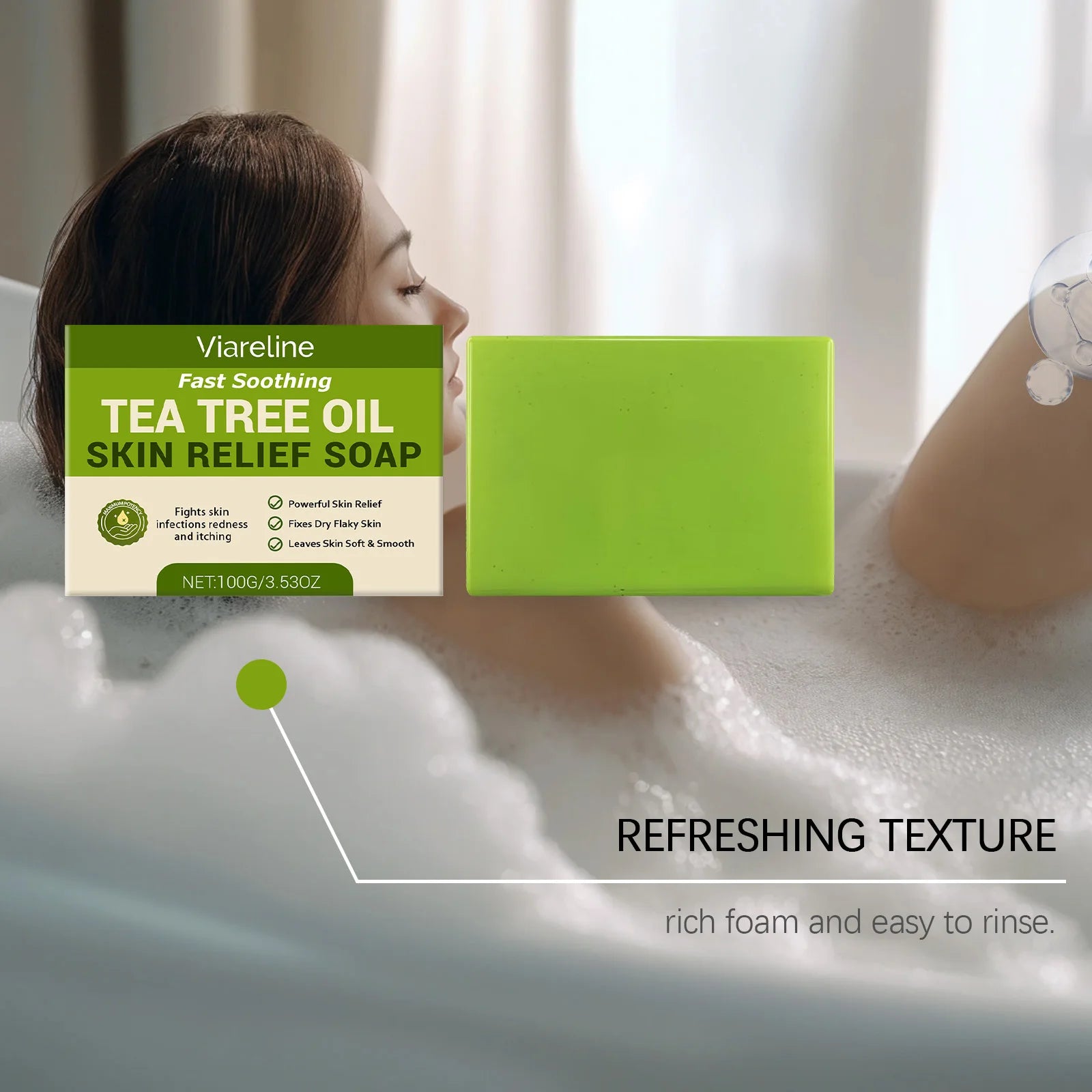 Tea Tree Oil Soap Bar Deep Cleansing Body Face Wash Oil Control Refresh Skin Comfort Bathing Comfort Moisturizing Skin Care