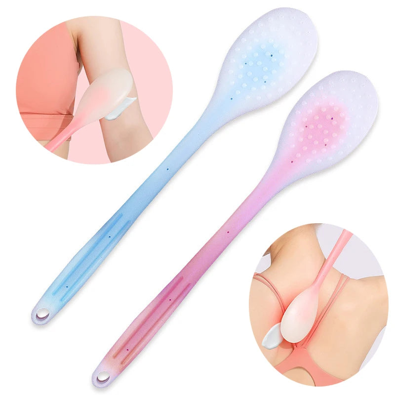 【Multi-Function Lotion Sunscreen Ointment Applicator Silicone Long Handle Body Cleaner Shower Brush Sunscreen Back Applicator】