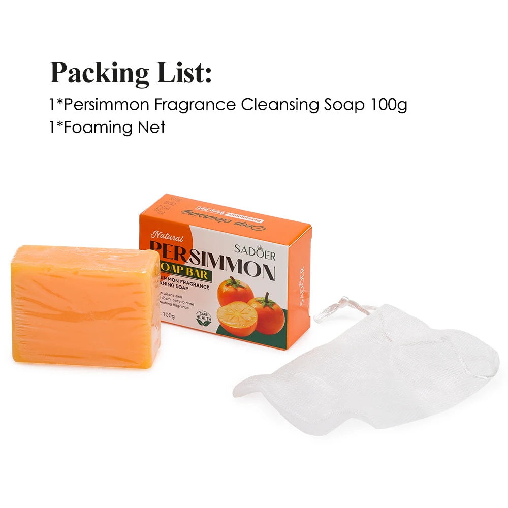 Natural Persimmon Soap Body Cleaning Fragrance Freshness Underarm Leg Bath Cleansers Remove Stains Face Soap Tender Skin Care