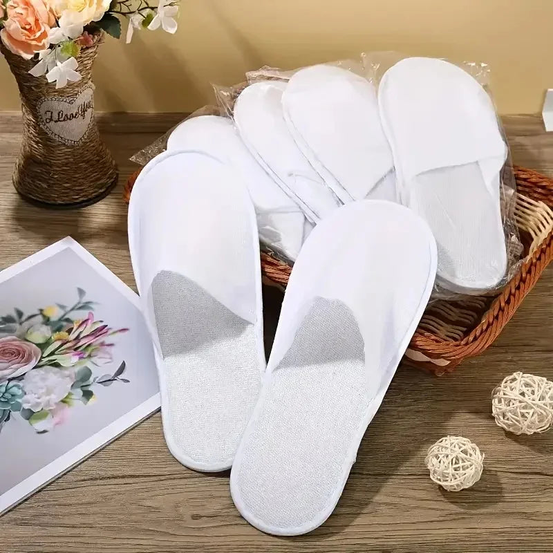 20/50Pcs Luxury Hotel and Spa Slippers - Non-Slip, Comfortable, Disposable Travel Slippers, Individually Packaged, White Fabric Slippers for Men and Women, Perfect for Home, Travel and Relaxation, Casual Wear | Unisex Slipper