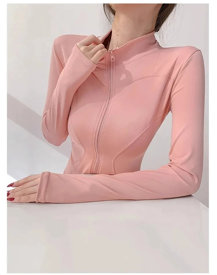 S-3XL Sun Quick Drying Sports Coat Women's Tight Top Yoga Jacket Long Sleeve Zipper Jacket Running Fitness Women's Jacket