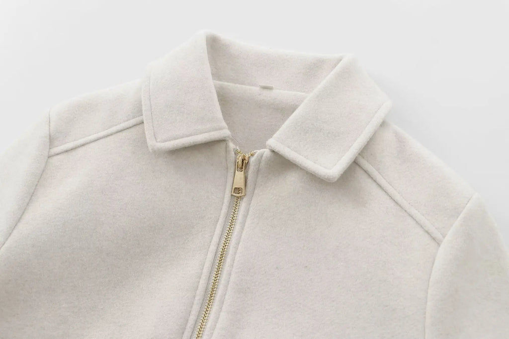 Women's Zipper Jacket Coat New Winter Long Sleeve Pocket Outerwear Coat Short Street Elegant Women's Jacket