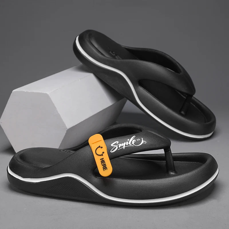 Summer Men's Flip Flops Soft Sole EVA Slippers for Men Outdoor Casual Beach Shoes Home Slippers Non-slip Bathroom Slides Shoes