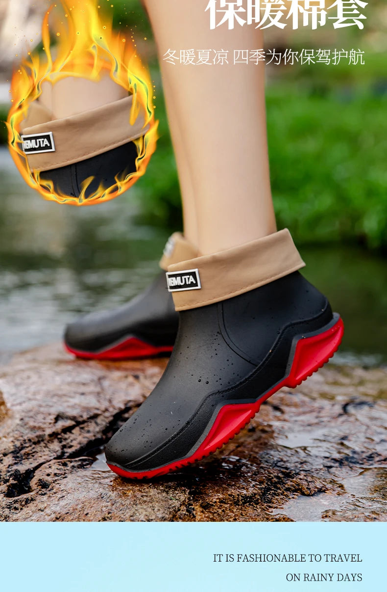 Low-cylinder Rain Shoes for Men and Women: Outdoor Fishing Waterproof Shoes, Stylish Style for Outdoor Wear, Rain Boots