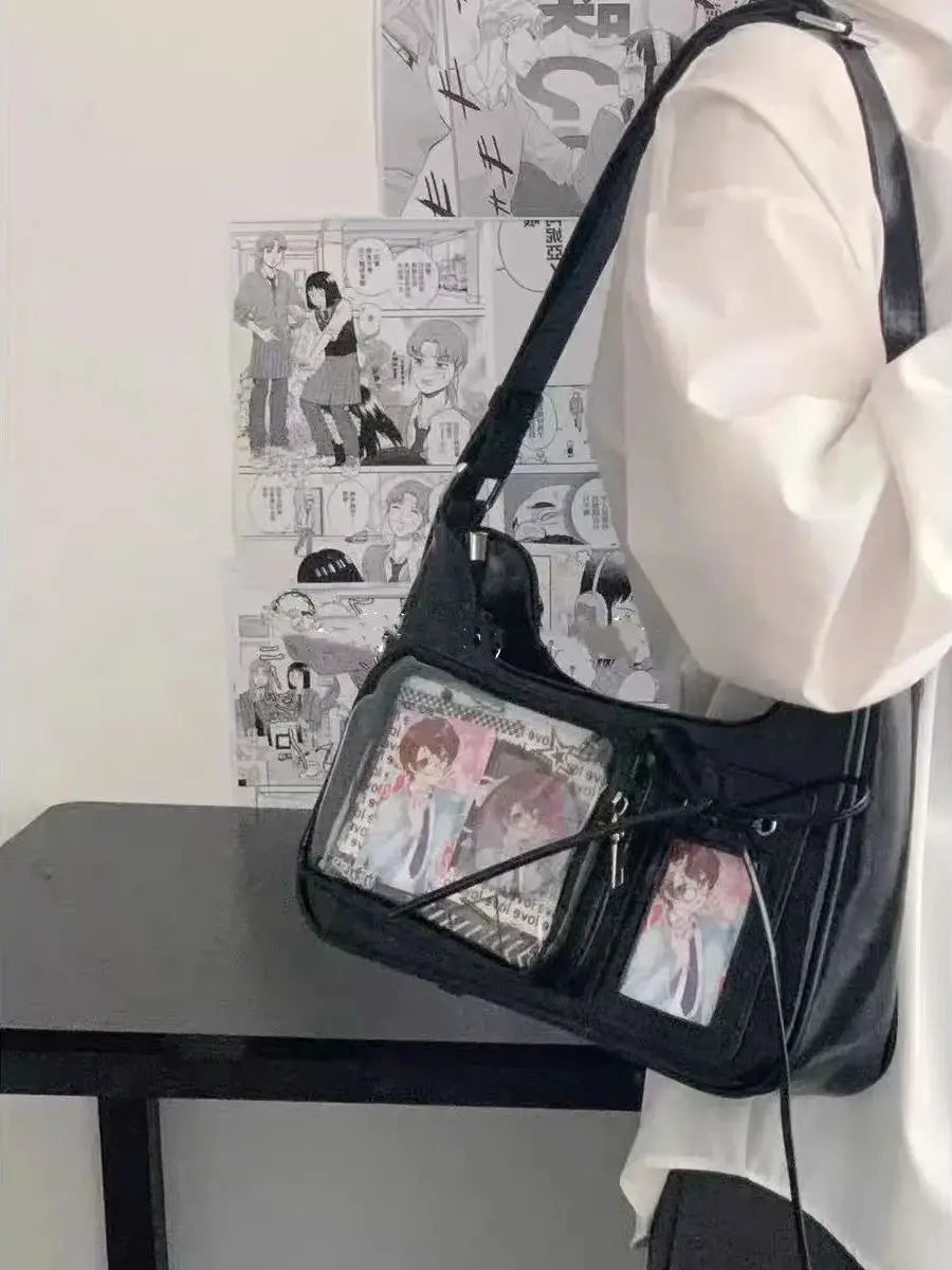 Y2k Harajuku Shoulder Bag Women Korean Transparent Ita Bag School Crossbody Bag Female Japanese Designer Preppy Handbag Purse