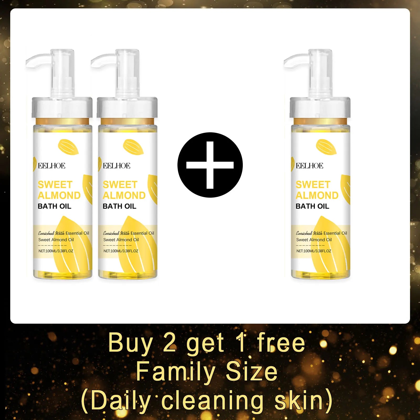 EELHOE Sweet Almond Oil for Bath Exfoliator Shower and Body Cleaning Brightening Skin Care Products Nourish Bath Essential Oil