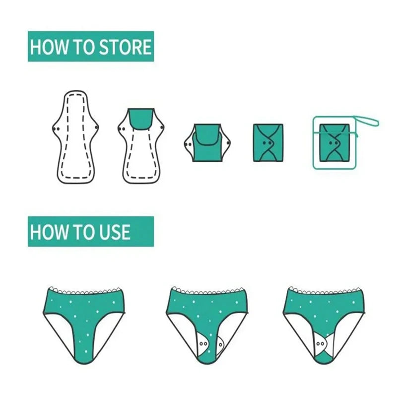 10pcs Reusable Menstrual Pads Female Breathable Heavy Flow Bamboo Charcoal Washable Sanitary Napkins Women cloth sanitary napkin