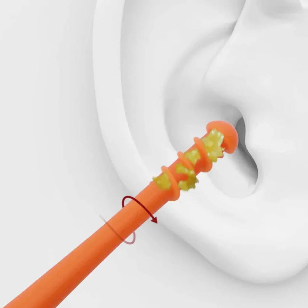 2PCS Ear Wax Removal Tool Ear Cleaning Sticks Earpick Remover Silicone Double Head Ear Cleaner 360° Spiral Swab