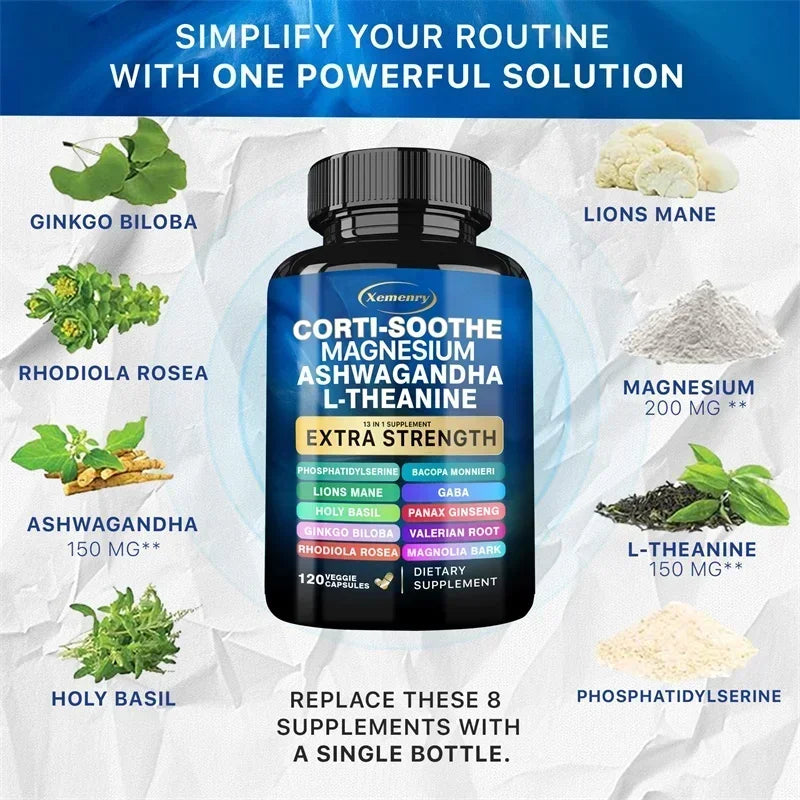 Corti-Soothe Supplement - Improve Sleep Quality, Promote Cortisol Balance, Support Adrenal Health, and Relieve Fatigue