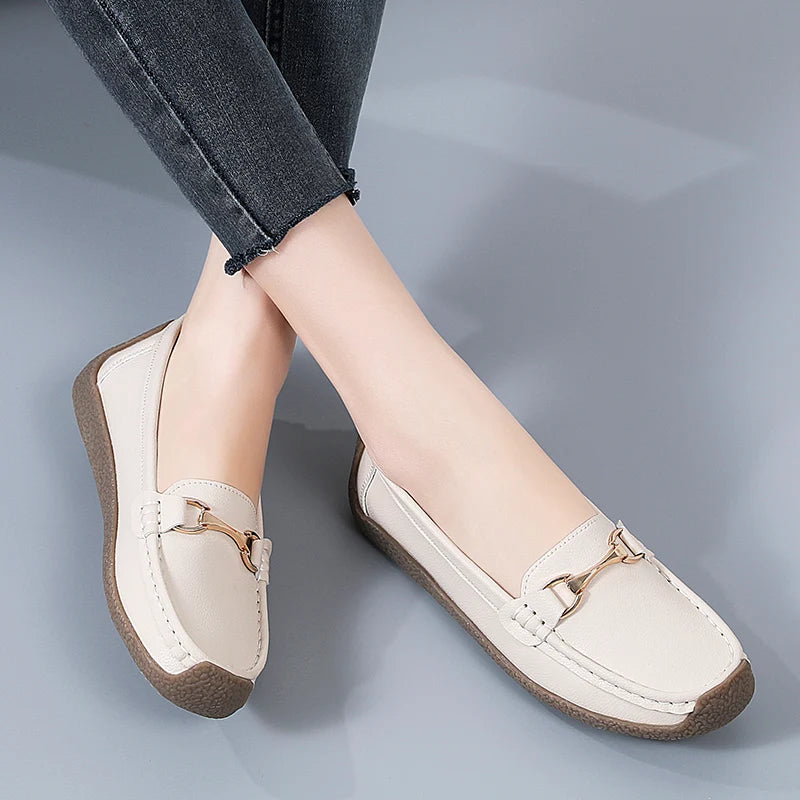 100% cowhide Women's casual sports shoes Fashion Thick base Lightness Women's vulcanized shoes New large size Women's sneakers