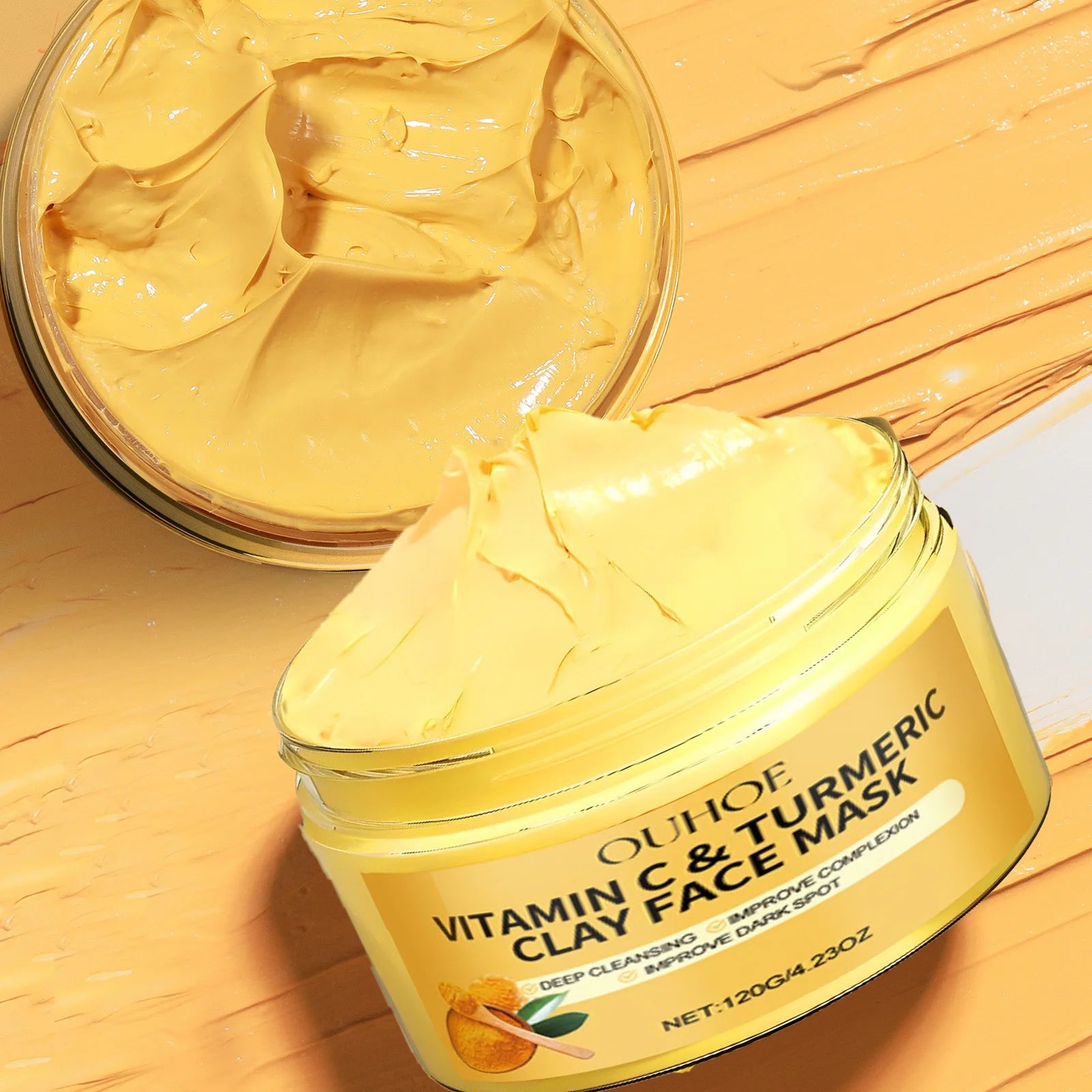 Vitamin C Exfoliating facial mask Turmeric Exfoliating facial mask Improve Pore Deep Cleaning facial mask   Apply facial mask