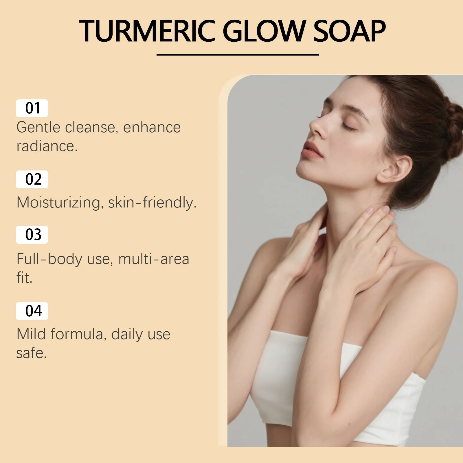 Turmeric Glow Soap Dark Spot Acne Removal Brightening Face Body Soap Even Skin Tone Moisturizing Deep Cleansing Nourishing Bar