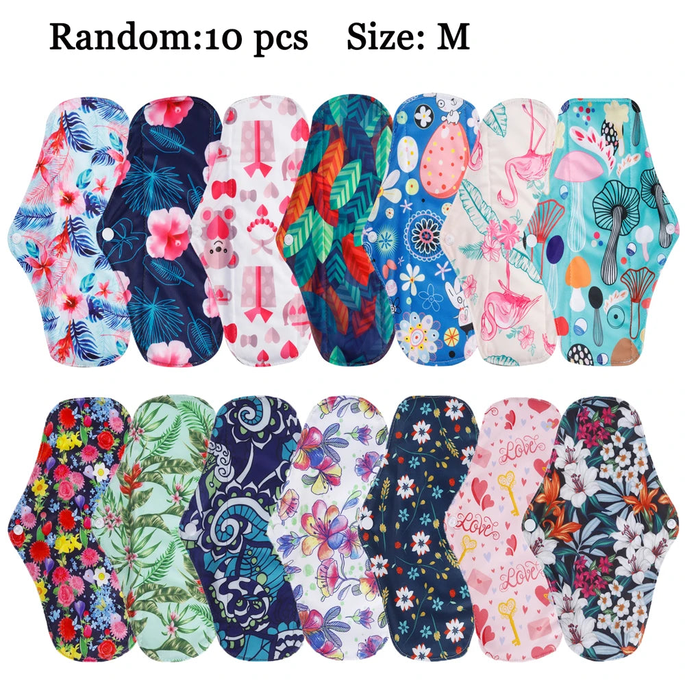 10pcs Reusable Menstrual Pads Female Breathable Heavy Flow Bamboo Charcoal Washable Sanitary Napkins Women cloth sanitary napkin