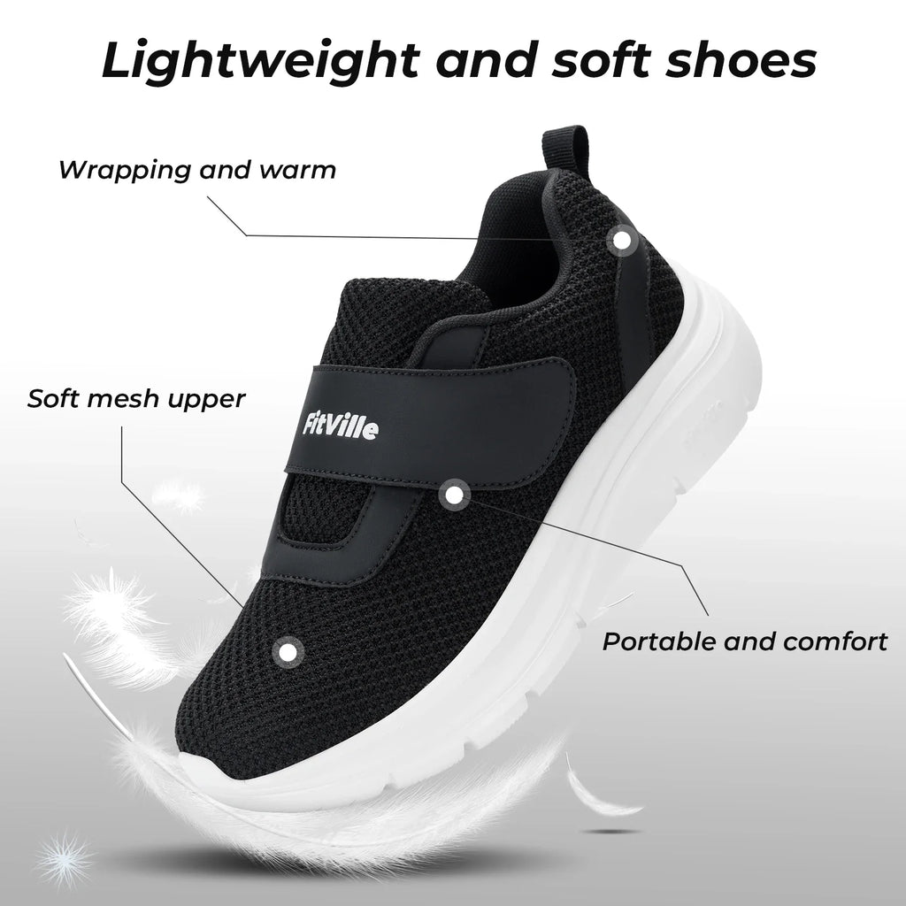 FitVille Women'S Shoes Wide Sneakers Diabetes Shoes Adjustable Strap For Swollen Feet Slip On Walking Lightweight Comfortable