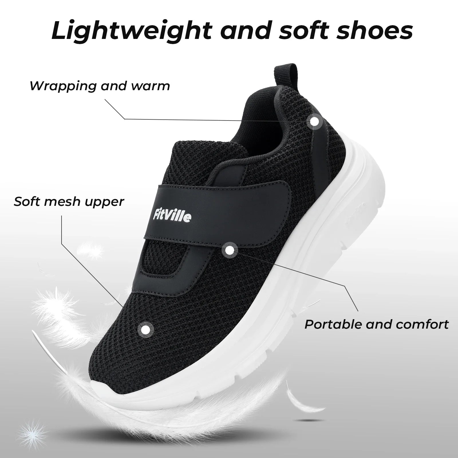 FitVille Women'S Shoes Wide Sneakers Diabetes Shoes Adjustable Strap For Swollen Feet Slip On Walking Lightweight Comfortable