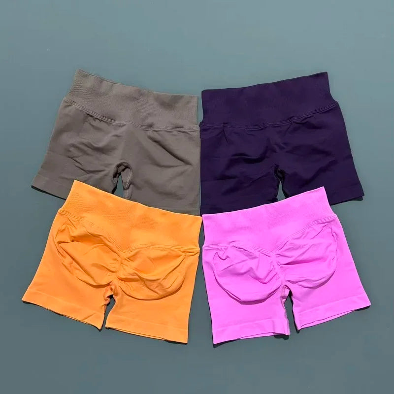 HISTELLO Sports Shorts 4.5" Women Yoga Shorts Seamless Low Waist Scrunch Bum Gym Leggings Workout Stretch Fitness Sports Shorts