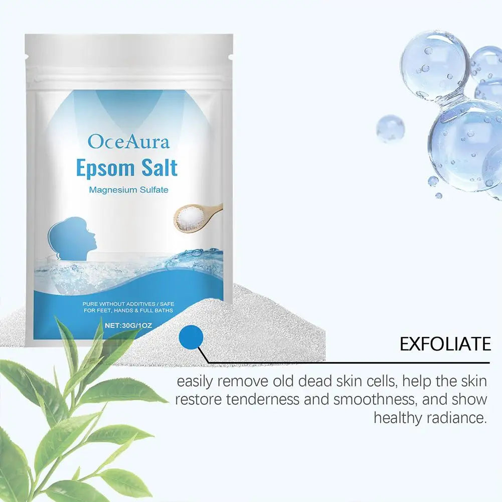 30g Salt Magnesium Sulfate Moisturizing Exfoliating Muscle Detox Bath Pure Feet Relief Natural Relaxation Care Hands Body S N1J9