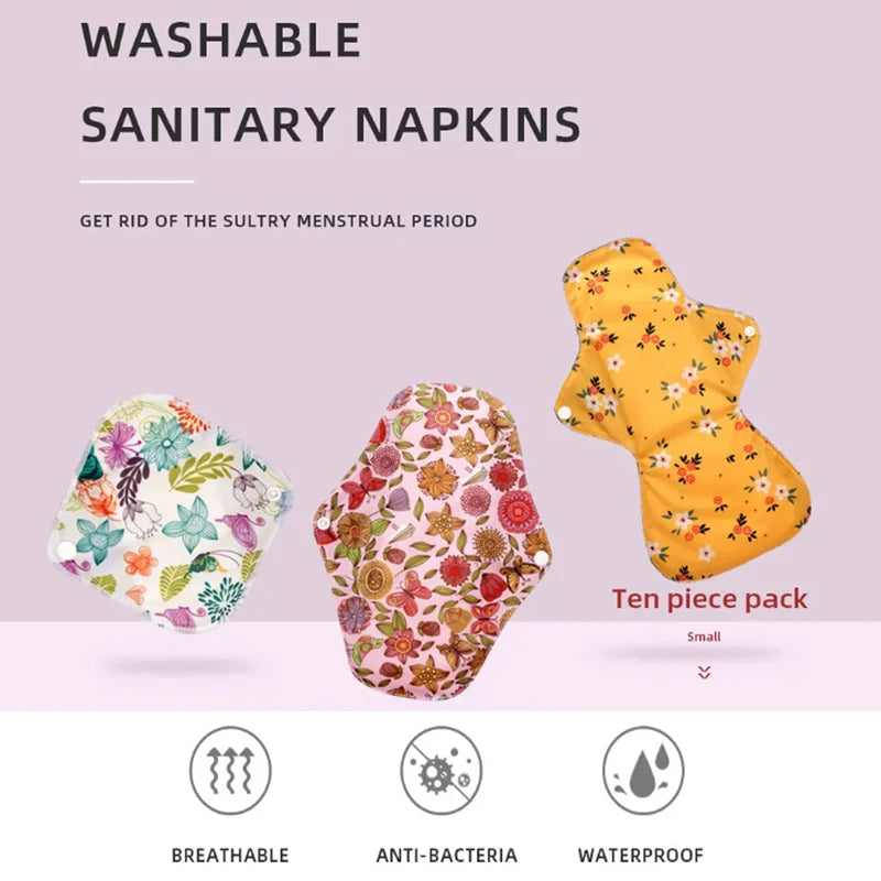 10pcs Reusable Menstrual Pads Female Breathable Heavy Flow Bamboo Charcoal Washable Sanitary Napkins Women cloth sanitary napkin