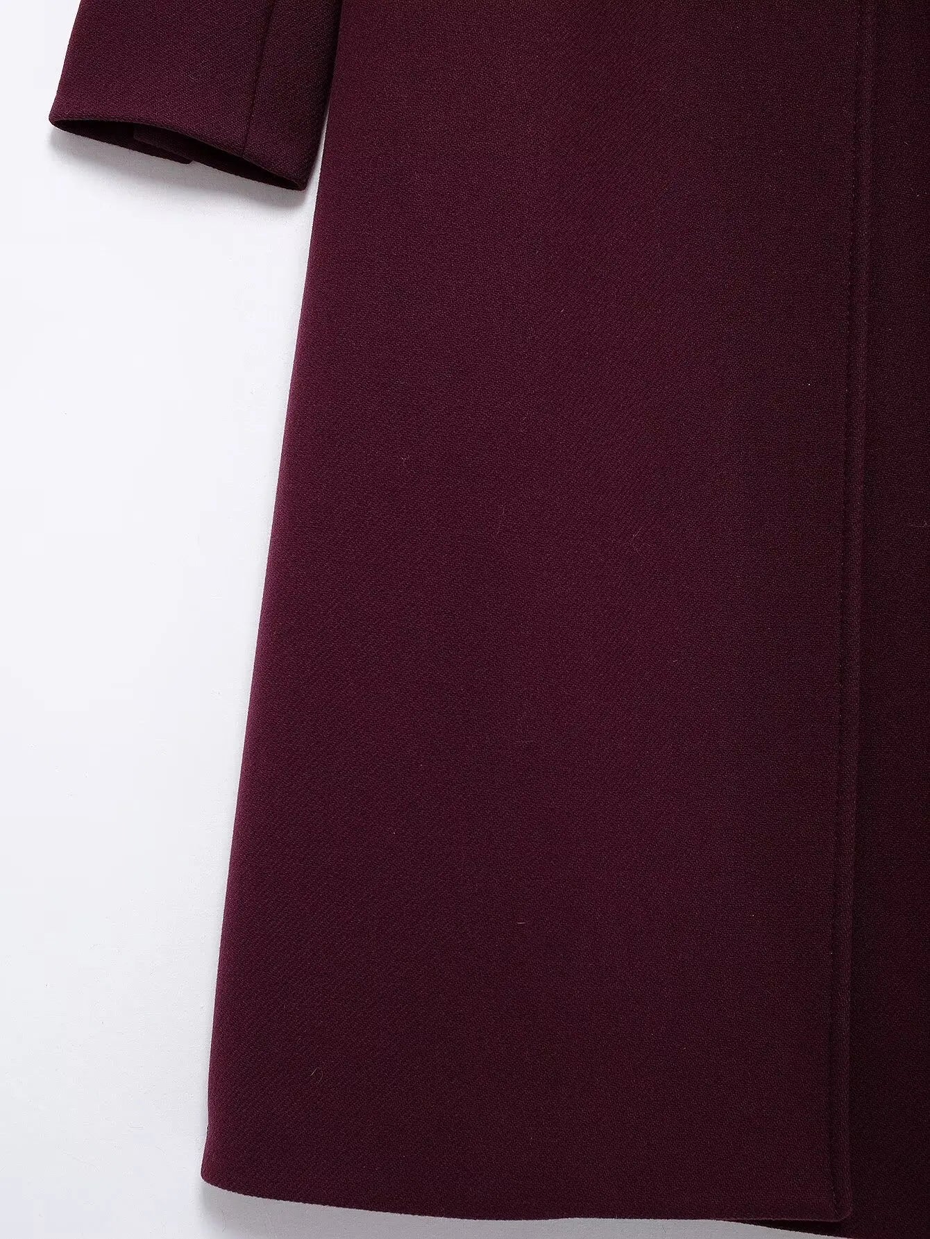 HH Women Fashion Burgundy Coat Double Breasted Long Sleeve Lapel Blends Jacket Autumn Winter High Street Outerwear