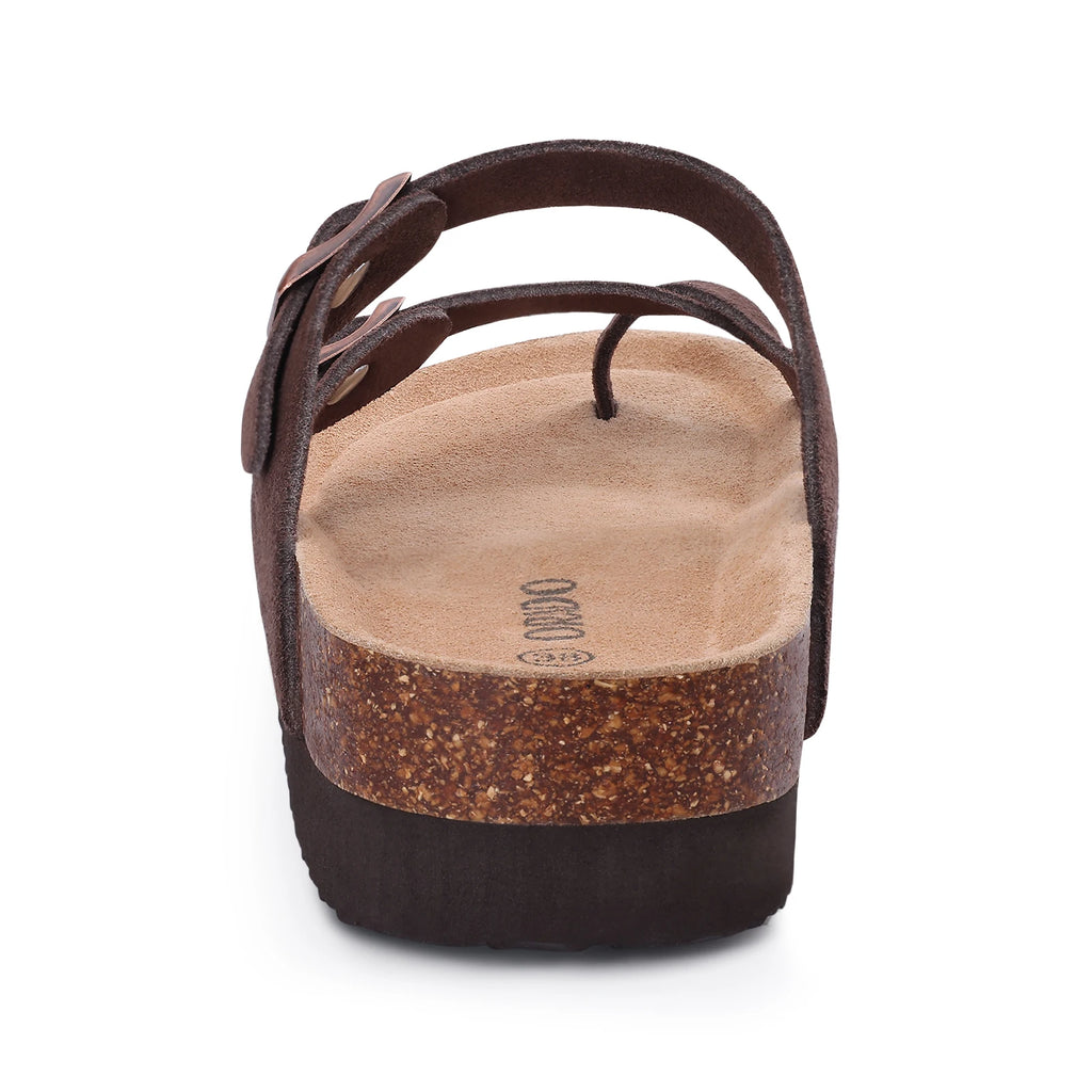 Shevalues Women Sandals Fashion Casual Cork Slippers Comfort Flats Slides With Adjustable Buckle Female Thick Sole Home Shoes