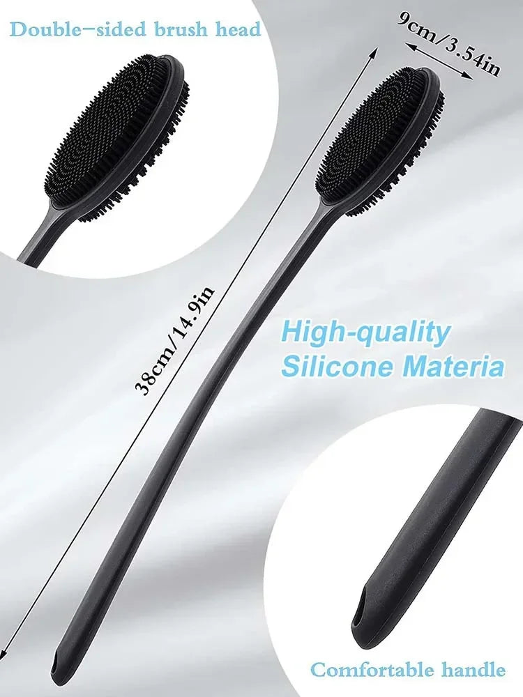 Soft Silicone Body Scrubber Back Brush Bath Shower Brush with Handle Exfoliating Back Scrub Skin Massager Body Care Bath Supplie