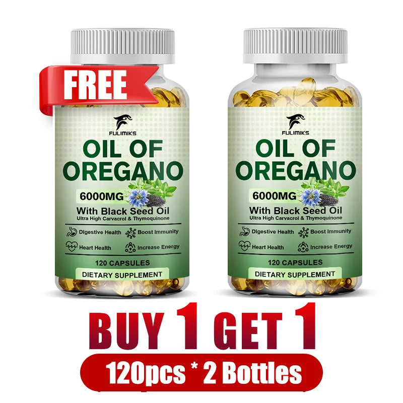 Buy 2 Get 2 Free! Oil of Oregano Supplement, Immune Support, Digestive Health, Light Beige, Improve Overall Wellness & Vitality