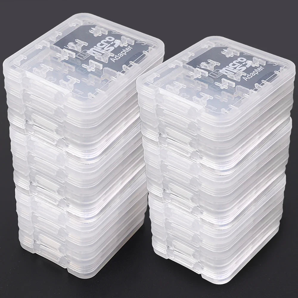 8in1 Reusable Plastic Micro SD SDHC TF Memory Card Storage Case Box Protector Holder Transparent Mini Memory Card Organizer Box