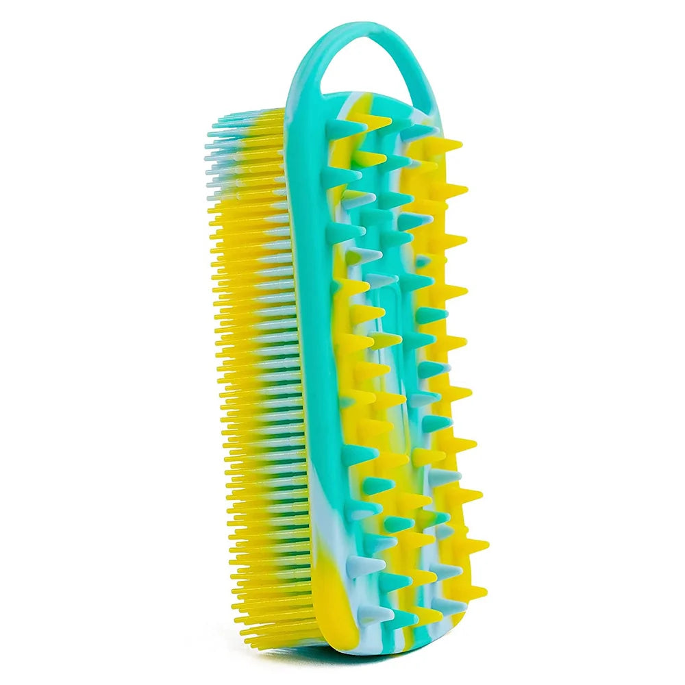 Silicone Body Scrubber 2 in 1 Body Brush & Hair Scalp Brush for Shower and Bath Stimulating Blood Circulation Shower Accessories