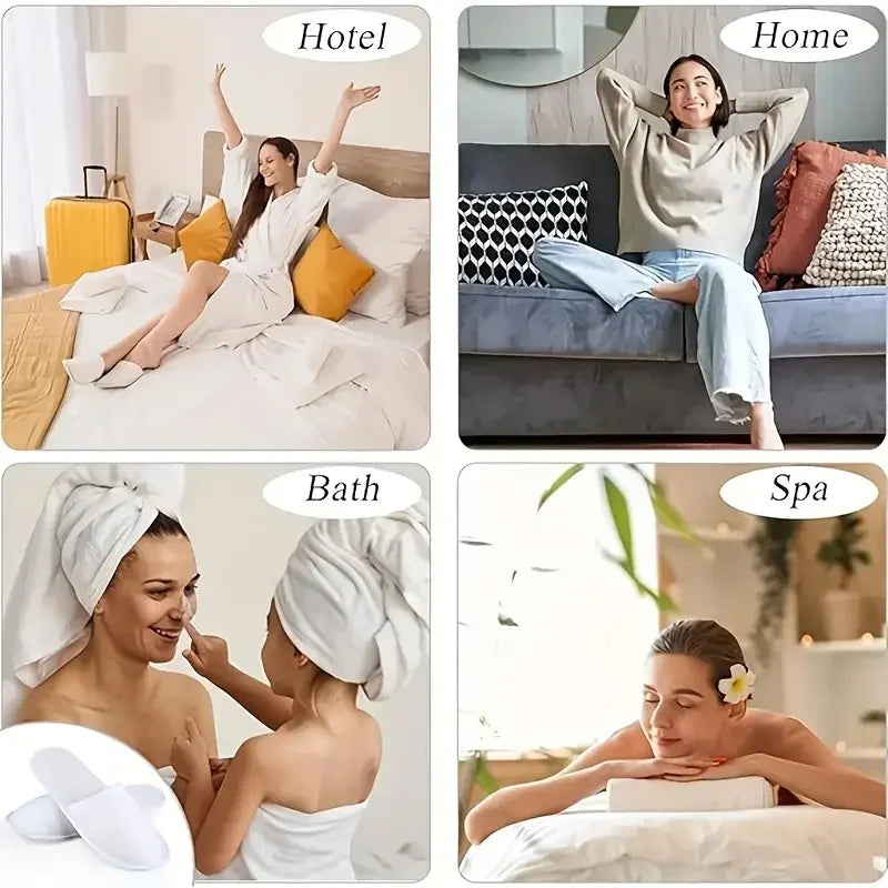 20/50Pcs Luxury Hotel and Spa Slippers - Non-Slip, Comfortable, Disposable Travel Slippers, Individually Packaged, White Fabric Slippers for Men and Women, Perfect for Home, Travel and Relaxation, Casual Wear | Unisex Slipper